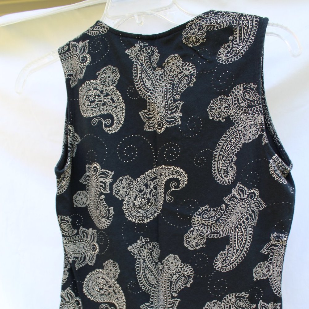 2 Croft & Barrow Cotton Tanks Black Tan Size S - Picture 7 of 15